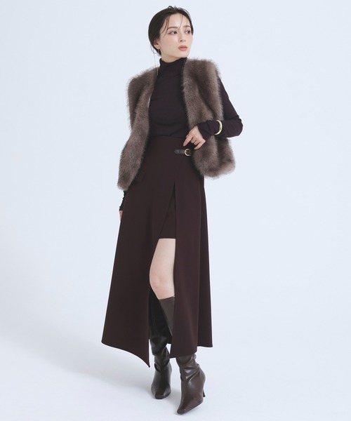 「anuans」 キュロット MEDIUM バーガンディー レディースの画像
