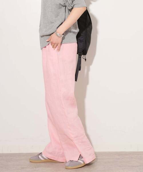 ワイドパンツ パンツ 「一部WEB限定追加 / 新色 / 新サイズ」麻スリットイージーパンツ レディースの画像