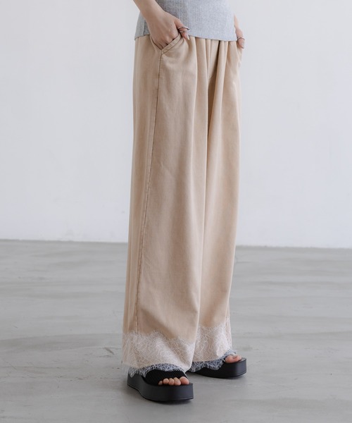 ワイドパンツ スウェットパンツ ジャージ スウェットレースワイドパンツ　670341 レディースの画像