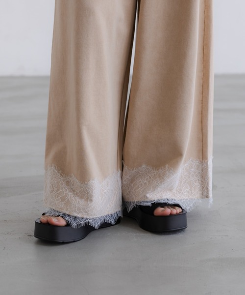 ワイドパンツ スウェットパンツ ジャージ スウェットレースワイドパンツ　670341 レディースの画像