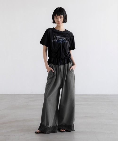 ワイドパンツ スウェットパンツ ジャージ スウェットレースワイドパンツ　670341 レディースの画像
