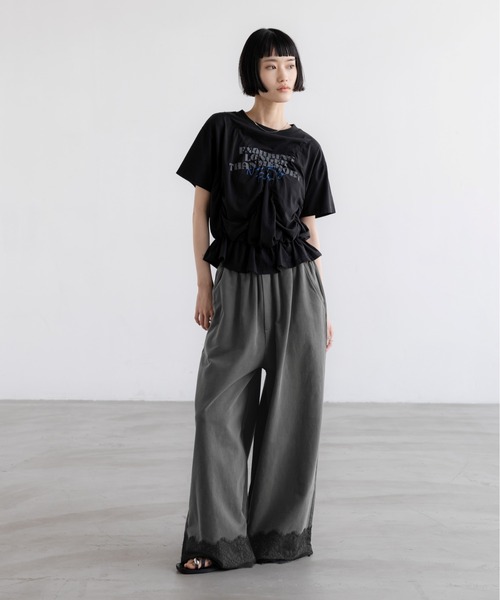 ワイドパンツ スウェットパンツ ジャージ スウェットレースワイドパンツ　670341 レディースの画像