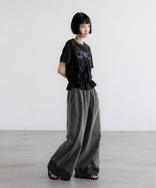 ワイドパンツ スウェットパンツ ジャージ スウェットレースワイドパンツ　670341 レディースの画像