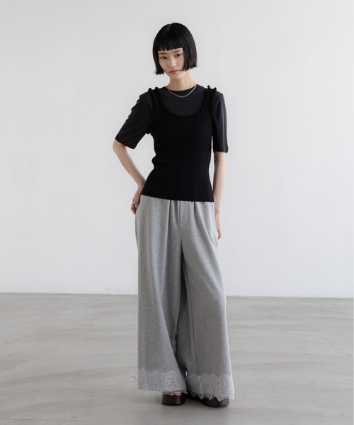 ワイドパンツ スウェットパンツ ジャージ スウェットレースワイドパンツ　670341 レディースの画像