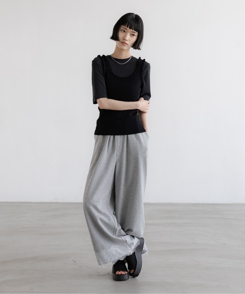 ワイドパンツ スウェットパンツ ジャージ スウェットレースワイドパンツ　670341 レディースの画像
