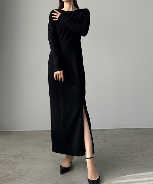 「Louere」 長袖ワンピース X-LARGE チャコール レディース_画像6