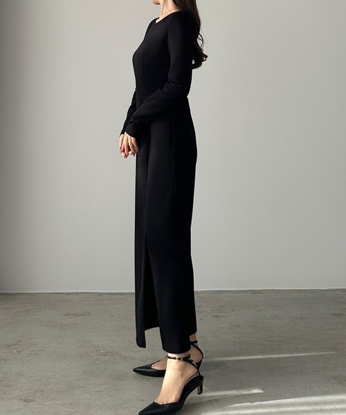 「Louere」 長袖ワンピース X-LARGE チャコール レディース_画像8