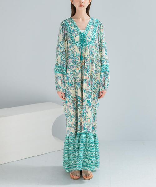 Sara mallika 花柄ロングワンピース ワンピース sara mallika PAISLEY FLOWER PRINT DRESS : ZOZOTOWN