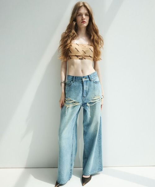 josemoon ベアトップ JOSE MOON（ジョゼムーン） チューブトップ ベアトップ MONOGRAM SHEER