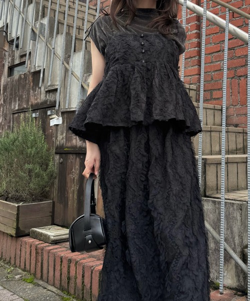 WILLFULLY（ウィルフリー） キャミソール cut jacquard tulle gather