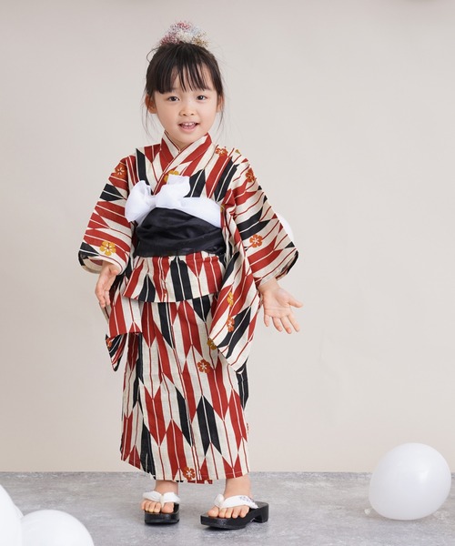 日本製特価 浴衣 キッズ浴衣3点セット 綿麻 赤と黒の矢絣 ZOZOTOWN PayPayモール店 - 通販 - PayPayモール 激安大特価