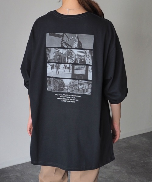 reirie フォトプリントロングスリープTシャツ Riberry tシャツ Tシャツ バックフォトプリントロンT : ZOZOTOWN