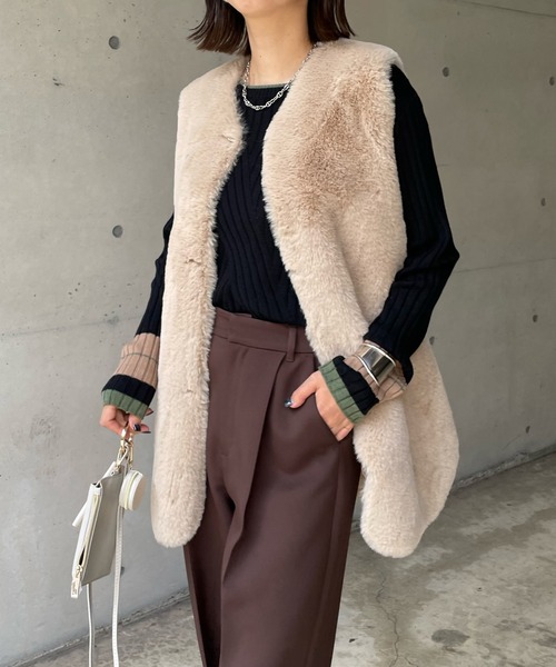 DouDou ニット 【WEB限定】クロスリブ配色ニット : ZOZOTOWN