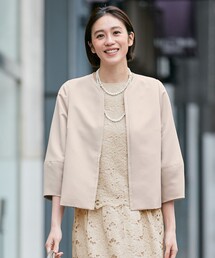値下げ！【美品】PINK HOUSE ノーカラージャケット 白 無地 美品】PINK HOUSE ノーカラージャケット 白 無地