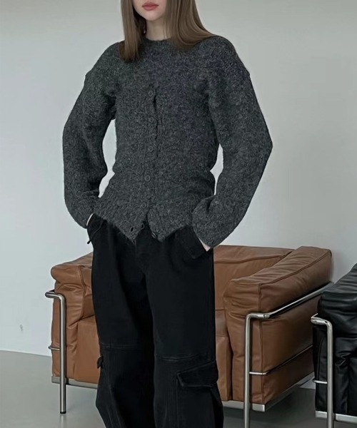 ニット セーター モヘアライクニットセットアップ/フロントボタンビスチェセットニット レディース LYEON ニット セーター モヘアライクニットセットアップ