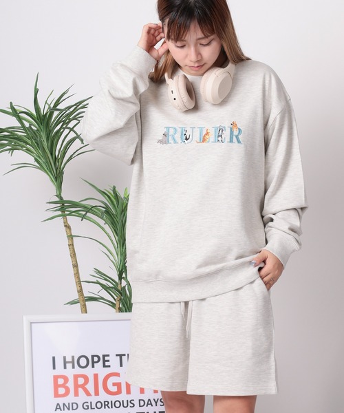トレーナー スウェット 「84」DOG＆CATラメロゴ刺繍 スウェット