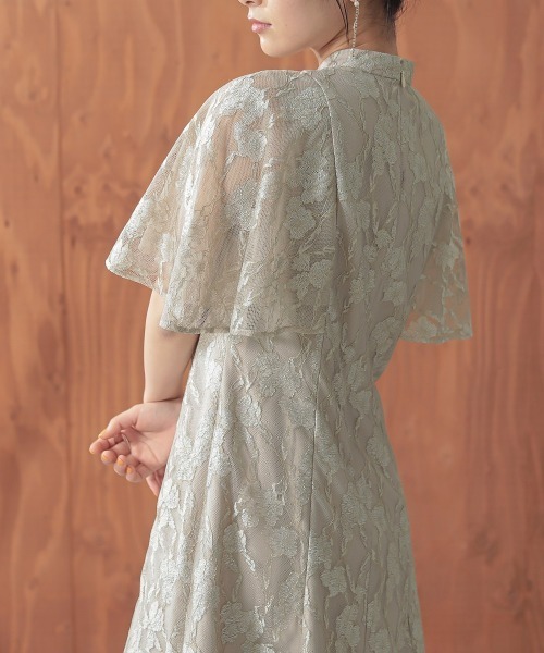 総レースフレアロングドレス GIRL DRESS FOR NOW ドレス 総レースハイネックスカラップ