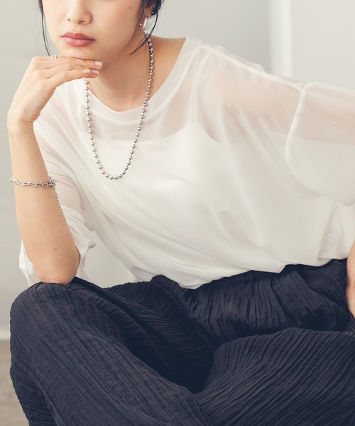 tシャツ 「WEB・一部店舗限定」シャインリブTシャツ レディース hunch tシャツ 「WEB限定/別注」シアー 半袖Tシャツ レディース