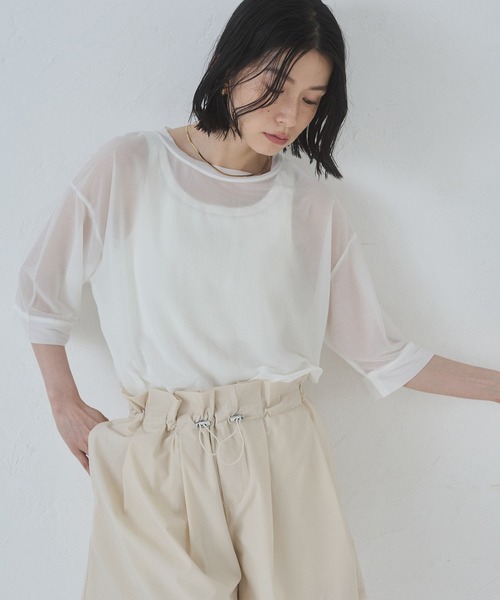 tシャツ シアーホルターセットトップス レディース hunch tシャツ 「WEB限定/別注」シアー 半袖Tシャツ レディース
