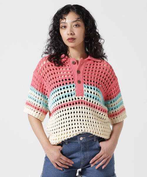 ポロシャツ ポロ VOLTAGE CONTROL FILTER/ヴォルテージコントロールフィルター/MESH BORDER KNIT POLO レディ