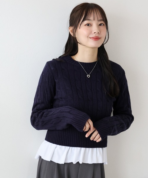 「専用」BLUE/BLUE ダークブルー ニットセーター サイズ2 BLUEEAST（ブルーイースト） ニット セーター 長袖ケーブルニット