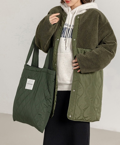 DAY CLOSET トートバッグ 「A4対応」ムード漂う英字タグキルティング