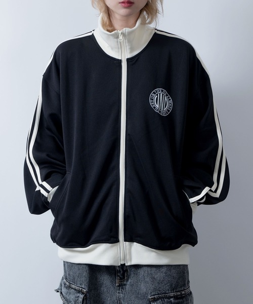 【美品】TFW49／ 3レイヤー トラック ジャケット ブラック Mサイズ相当 ☆8992 極美adidas ADILENIUMオーバーサイズトラックジャケット