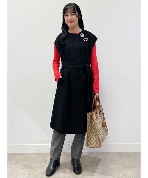 ベスト ジレ 「SALE／手洗い可」サッシュベルト付きロングジレ レディース Reflect ベスト ジレ 「SALE／手洗い可」サッシュベルト付き