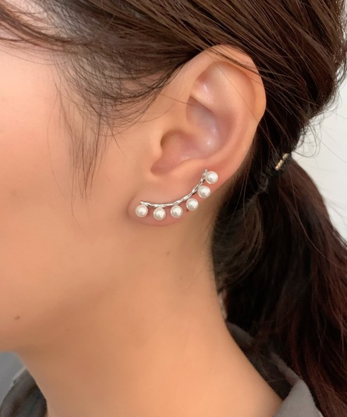 ciite' ピアス 6連パールピアス イヤーカフ風 （片耳用） レディース