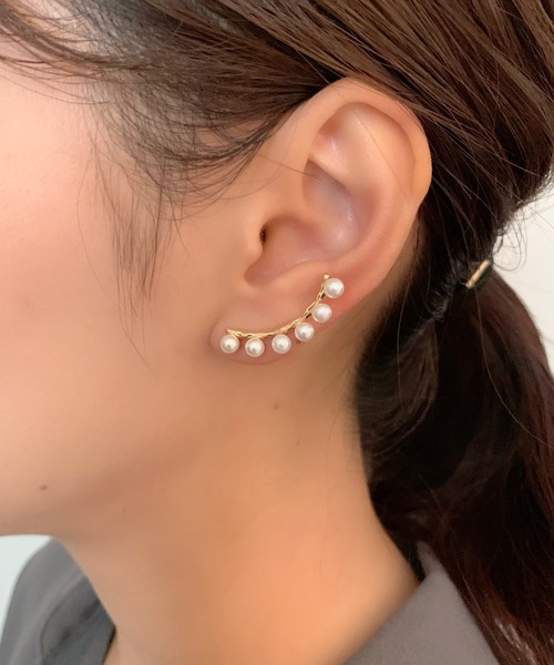 ciite' ピアス 6連パールピアス イヤーカフ風 （片耳用） レディース
