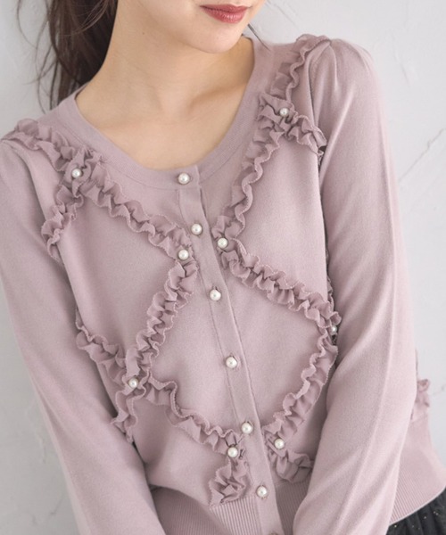 tocco closet（トッコ クローゼット） カーディガン パール付きフリル