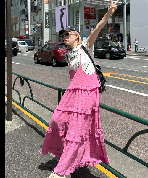 Alley Tokyo ワンピース フリルティアードキャミワンピ : ZOZOTOWN