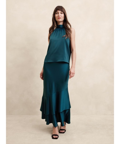 BANANA REPUBLIC スカート FACTORY STORE サテンティアード