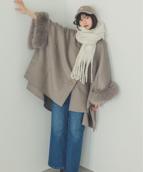 SNIDEL（スナイデル） コート アウター ファー付きミドルケープコート