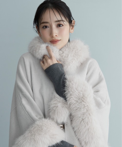 SNIDEL（スナイデル） コート アウター ファー付きミドルケープコート