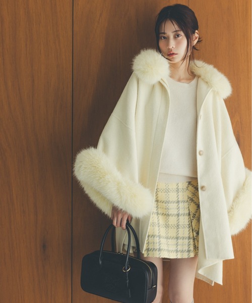 SNIDEL（スナイデル） コート アウター ファー付きミドルケープコート