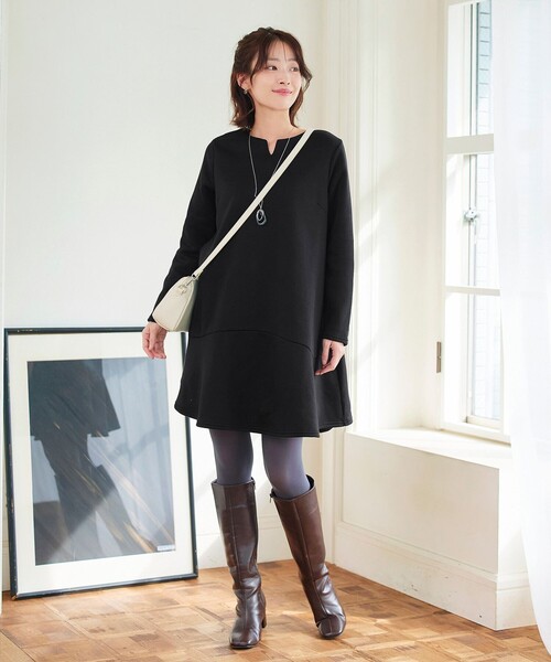 Tiaclasse tシャツ 裏起毛フレアワンピチュニック レディース