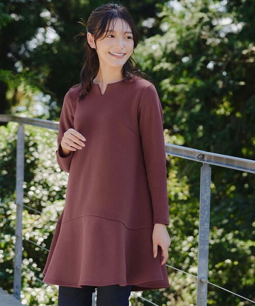 tシャツ 裏起毛フレアワンピチュニック レディース Tiaclasse tシャツ 裏起毛フレアワンピチュニック レディース
