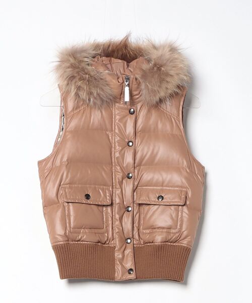 BURBERRY BLUE LABEL」 ダウンベスト 38 ブラウン レディース 