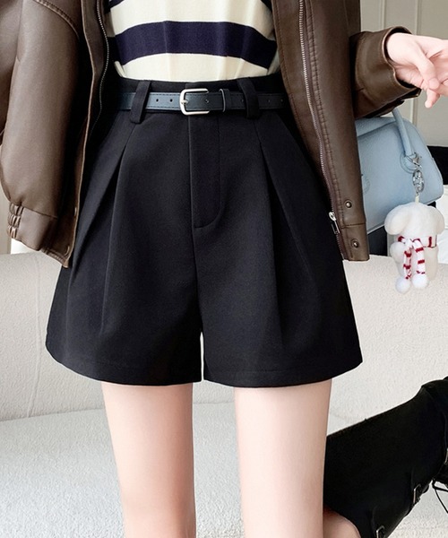 ベルト付きショートパンツ Amazon | [セルフォード] ベルト付きハイウエストショートパンツ
