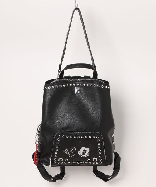 デジグアル desigual ☆ ミッキーコラボリュック　バッグパック 黒 ミッキーマウス™のレリーフ付きリュックサック 女性用 I