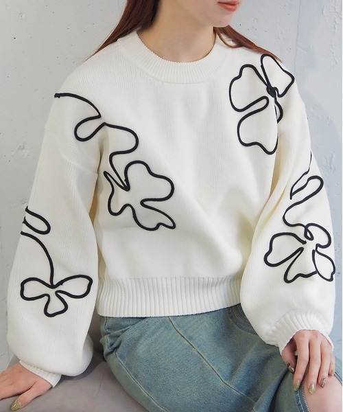 tiptop ニット セーター コード刺繍ニットプルオーバー