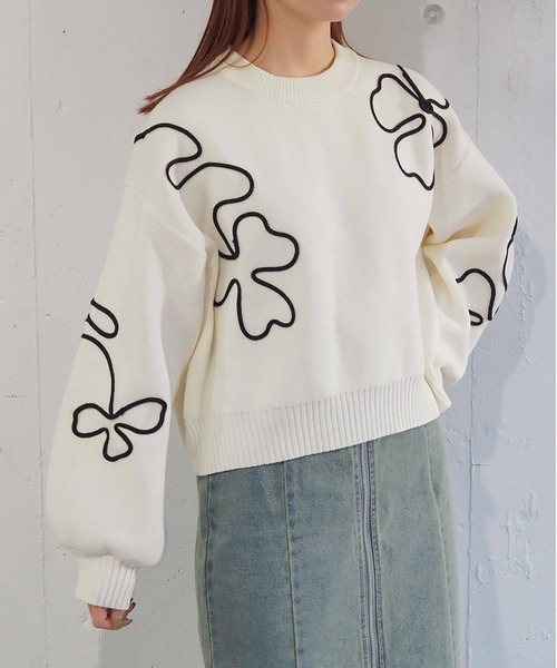 tiptop ニット セーター コード刺繍ニットプルオーバー