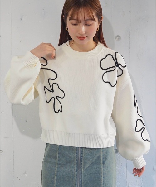tiptop ニット セーター コード刺繍ニットプルオーバー
