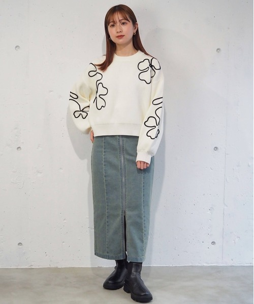 tiptop ニット セーター コード刺繍ニットプルオーバー