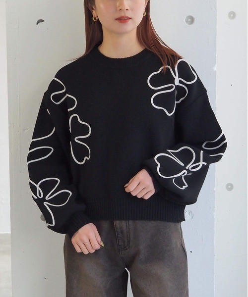 Naptime ロゴ刺繍ニットプルオーバー　セットアップ　上下 moment+ ニット セーター 6Gコードロゴ刺繍ニットプルオーバー