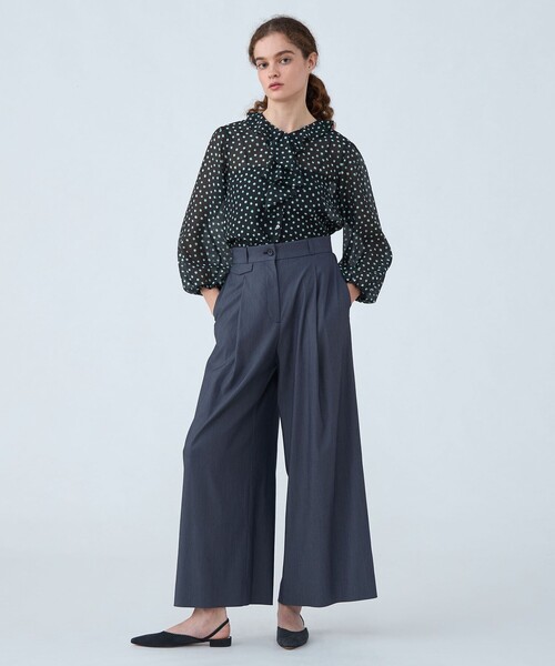 Ballsey パンツ セルロースツイル タックワイドパンツ レディース
