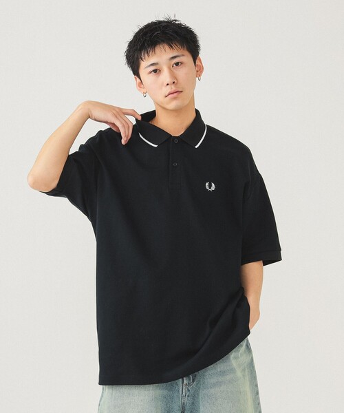 ◆FRED PERRY◆上品カジュアル ボーダー ピケ 半袖 ポロシャツ FRED PERRY ポロシャツ 「別注」FRED / リラックス ピケ