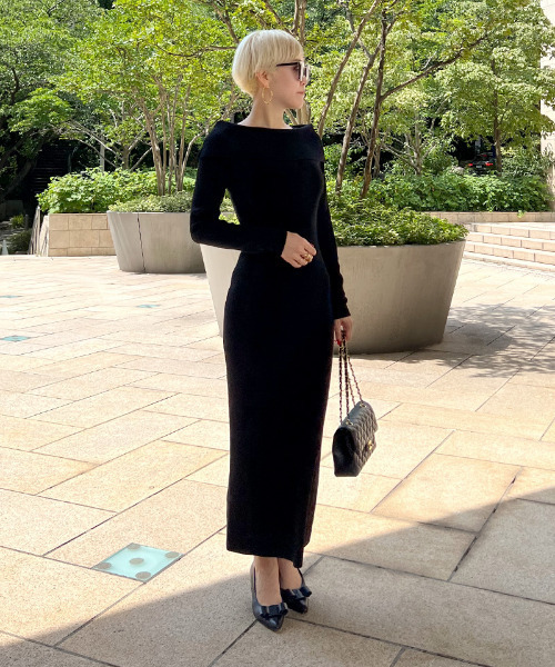 「JENNE」 ニットワンピース SMALL ネイビー レディースの画像