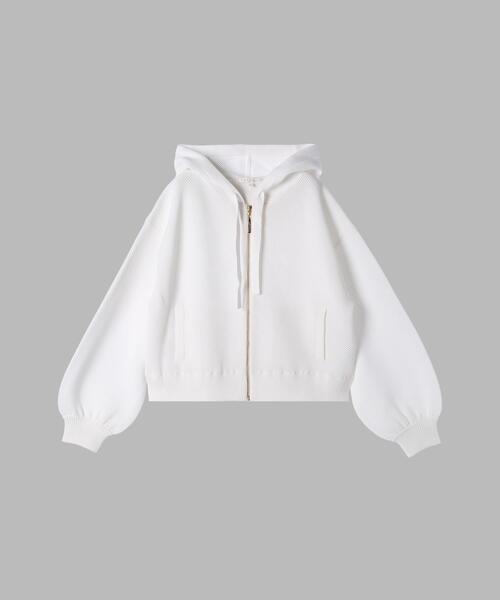 To b. by agnes パーカー メッシュ ニット ミニフーディー レディース